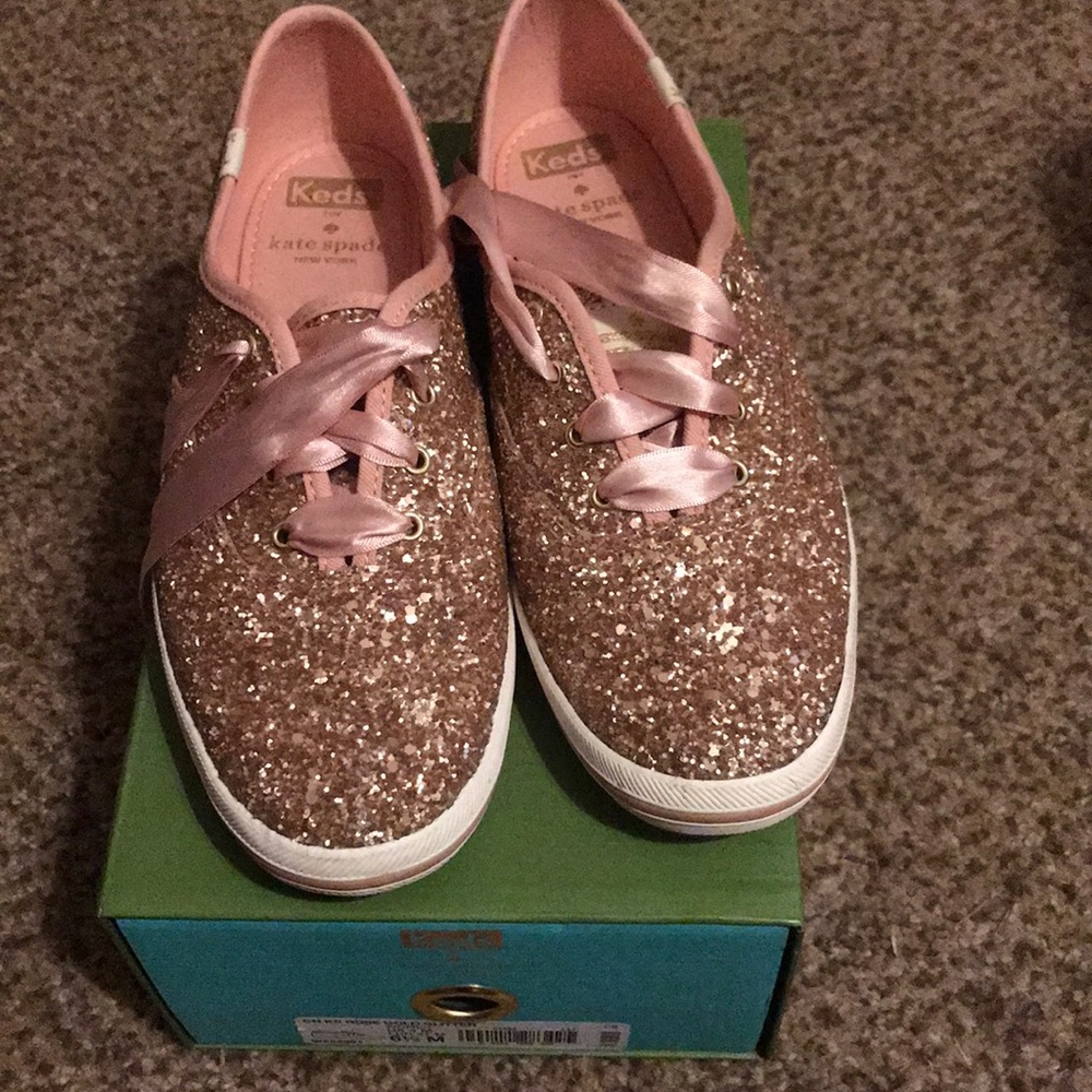 Kate spade Keds champion rose gold glitter 6.5